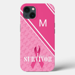 Monogram Pink Ribbon Breast Cancer Survivor Case-Mate iPhone Case