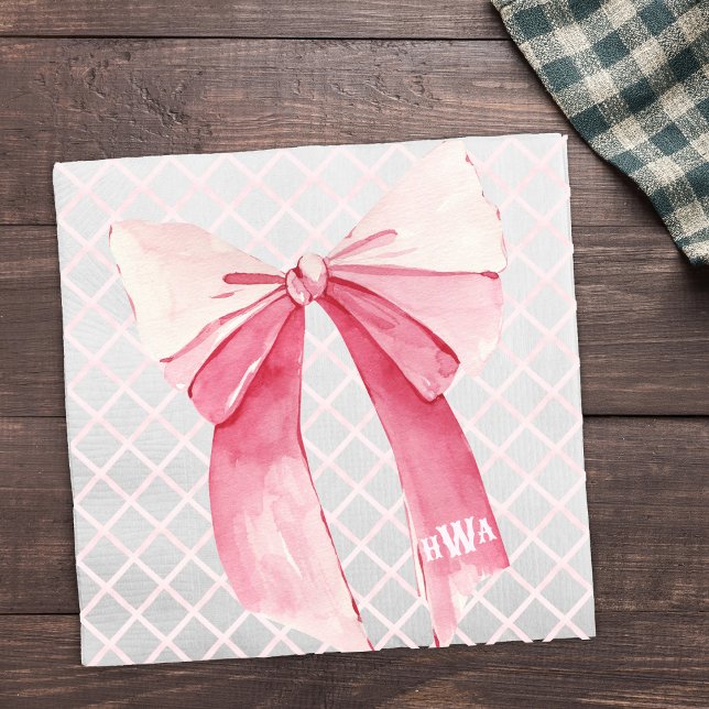 Monogram Pink Ribbon Coquette Napkin (Creator Uploaded)