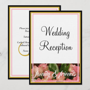 Monogram Pink Roses Wedding Family Friends Invitation