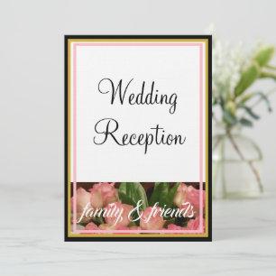 Monogram Pink Roses Wedding Family Friends Invitation