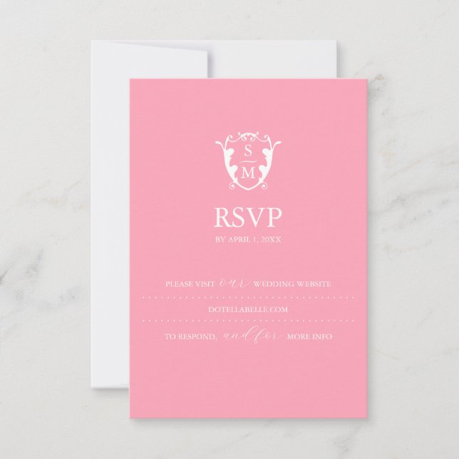 Monogram Pink RSVP Card Wedding Website (Front)
