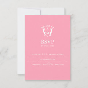 Monogram Pink RSVP Card Wedding Website