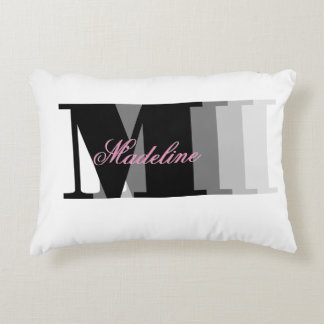 Monogram Pink Script Typography Name Pillow