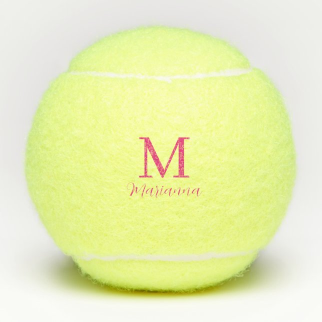 Monogram Pink Simple Minimalist Tennis Balls (Front)