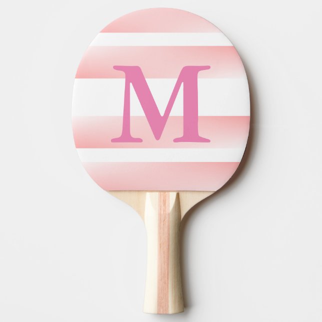 Monogram Pink Stripe  Ping Pong Paddle (Front)