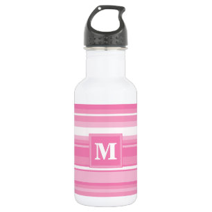 Monogram pink stripes 532 ml water bottle