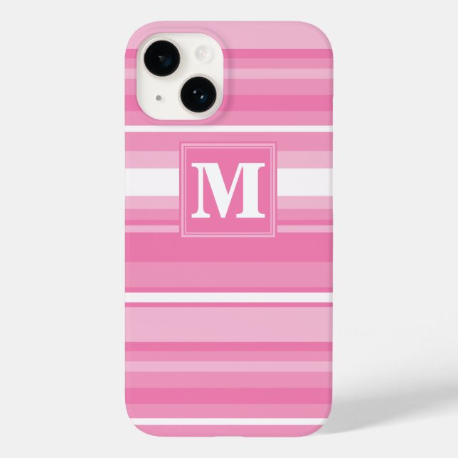Monogram pink stripes Case-Mate iPhone case (Back)