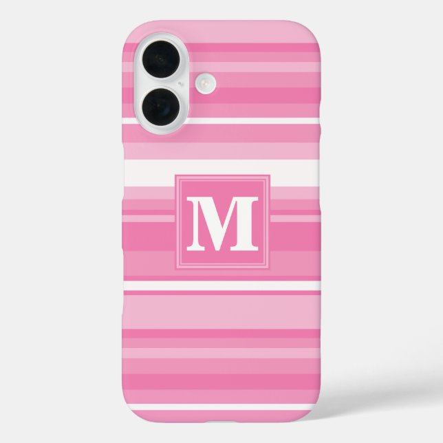Monogram pink stripes Case-Mate iPhone case (Back)