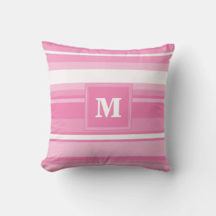 Monogram pink stripes cushion