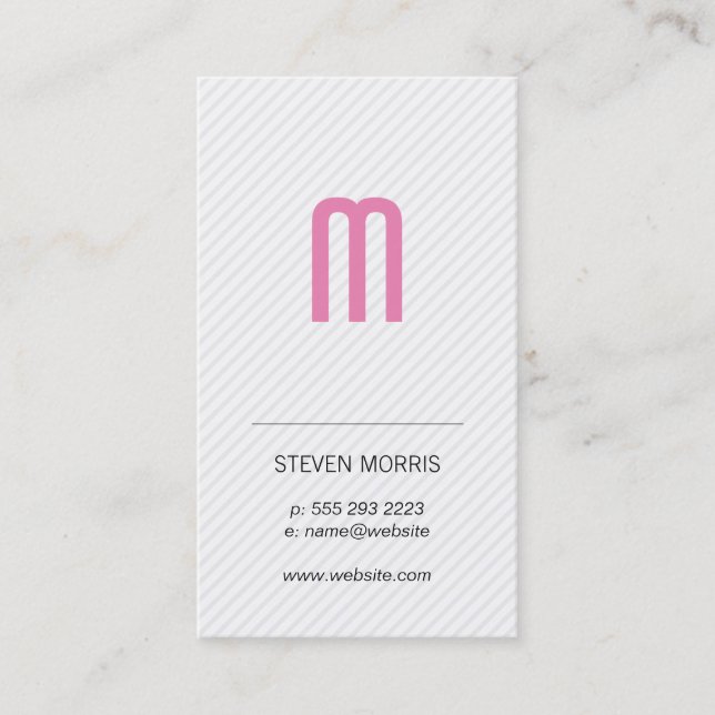 Monogram (pink) / Stripes (grey) Business Card (Front)