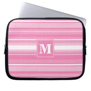 Monogram pink stripes laptop sleeve