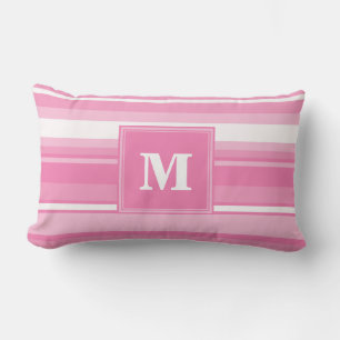 Monogram pink stripes lumbar cushion