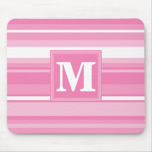 Monogram pink stripes mouse mat