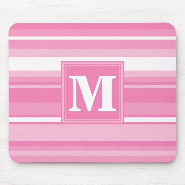 Monogram pink stripes mouse mat (Front)