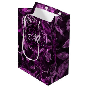 Monogram Pink Vintage Floral GIft Bag