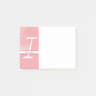 Monogram Pink Watercolor Post-It Notes