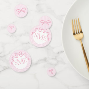 Monogram Pink & White Bow, Baby Shower Confetti