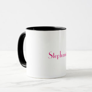 Monogram Pink White Custom Name Party Favour Gift Mug