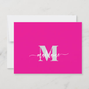 Monogram Pink White Silver Colour Personal  Postcard