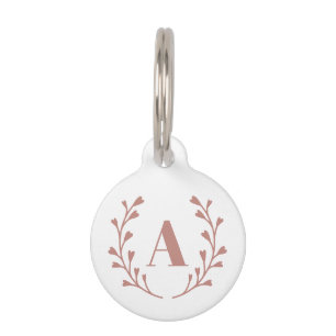 Monogram Pink Wreath Dog Cat Pet Tag