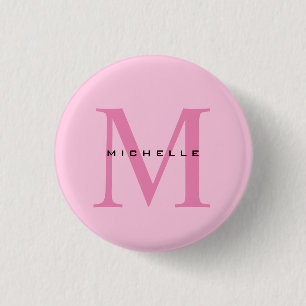Monogram Pink Your Name Special Gift Beloved Ones 3 Cm Round Badge