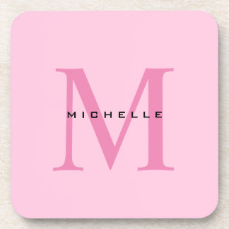 Monogram Pink Your Name Special Gift Beloved Ones Coaster