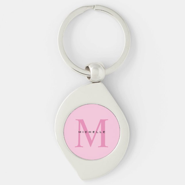 Monogram Pink Your Name Special Gift Beloved Ones Key Ring (Front)
