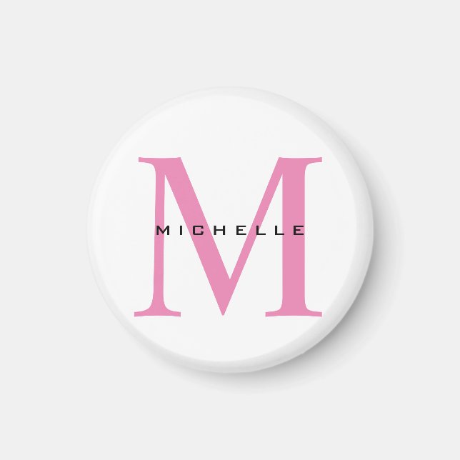 Monogram Pink Your Name Special Gift Beloved Ones Magnet (Front)