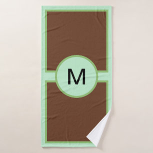 Monogram Pistachio Green Brown Towel Set