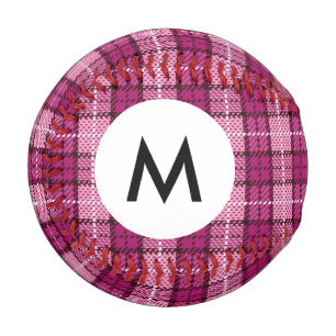 Monogram Pixel Plaid_Magenta-Black Baseball