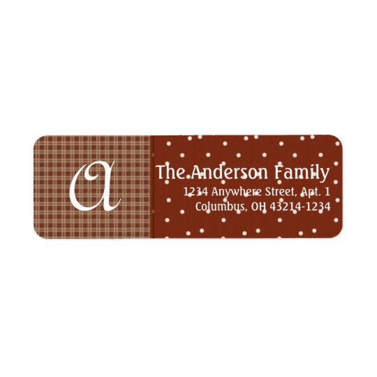 Monogram Plaid & Dots D1 Return Address Label