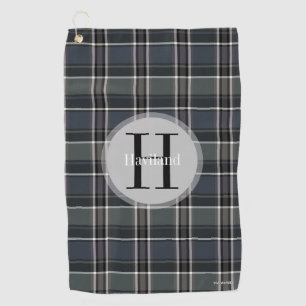 Monogram Plaid Golf Towel with Name and Initial