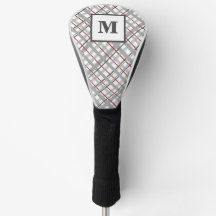 Monogram Plaid Red Silver Grey Gift For Him