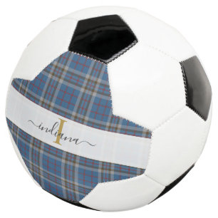 Monogram Plaid Script Typography Rustic Tartan Football