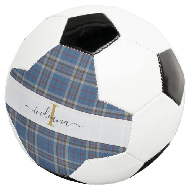 Monogram Plaid Script Typography Rustic Tartan Football (Three Quarter)