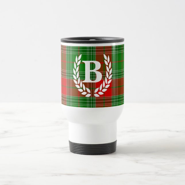 Monogram Plaid Travel Mug (Center)