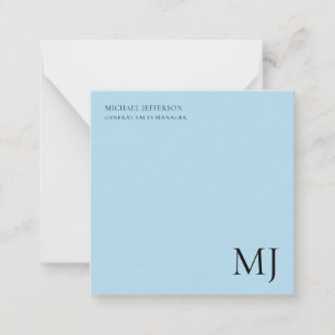 Monogram Plain Blue Trendy Business Card