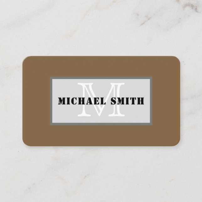 Monogram Plain Coyote Brown Background Business Card (Front)