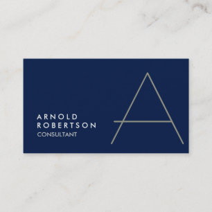 Monogram Plain Dark Blue Trendy Business Card