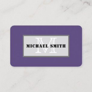 Monogram Plain Dark Cyber Grape Background Business Card