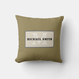 Monogram Plain Dark Tan Background Cushion