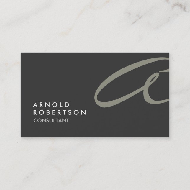 Monogram Plain Grey Beige Trendy Business Card (Front)
