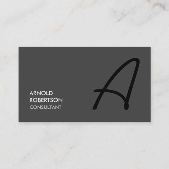 Monogram Plain Grey Trendy Chic Business Card (Front)