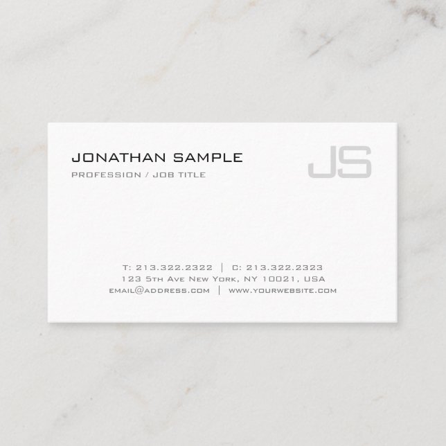 Monogram Plain Modern Design Luxury Trendy Elegant Business Card (Front)