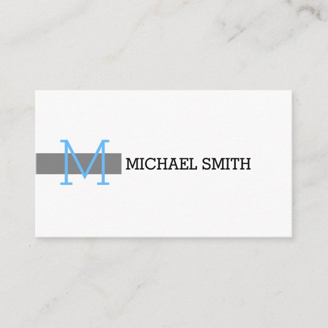 Monogram Plain White Elegant Modern Grey #18 Business Card (Front)