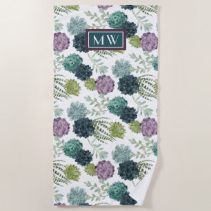 Monogram   Plant Happiness Collection Succulent Pa Beach Towel