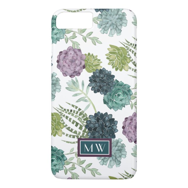Monogram | Plant Happiness Collection Succulent Pa Case-Mate iPhone Case (Back)