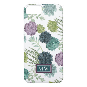 Monogram   Plant Happiness Collection Succulent Pa iPhone 8/7 Case