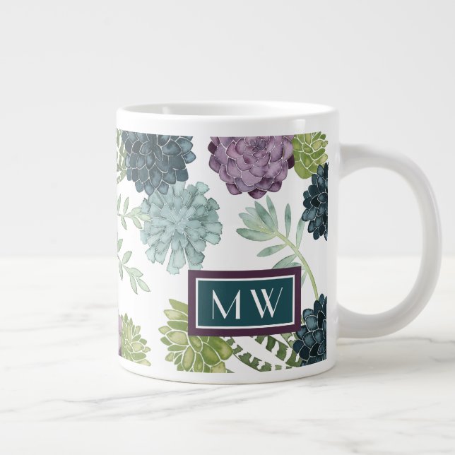 Monogram | Plant Happiness Collection Succulent Pa Large Coffee Mug (Right)