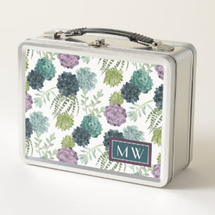 Monogram   Plant Happiness Collection Succulent Pa Metal Lunch Box
